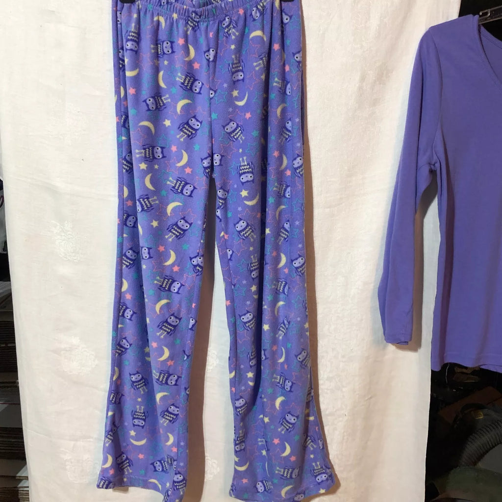 Yikes Women's PJ Set 'Night Owl' Purple Owl Print sz M Comfy Owlfully Beautiful
