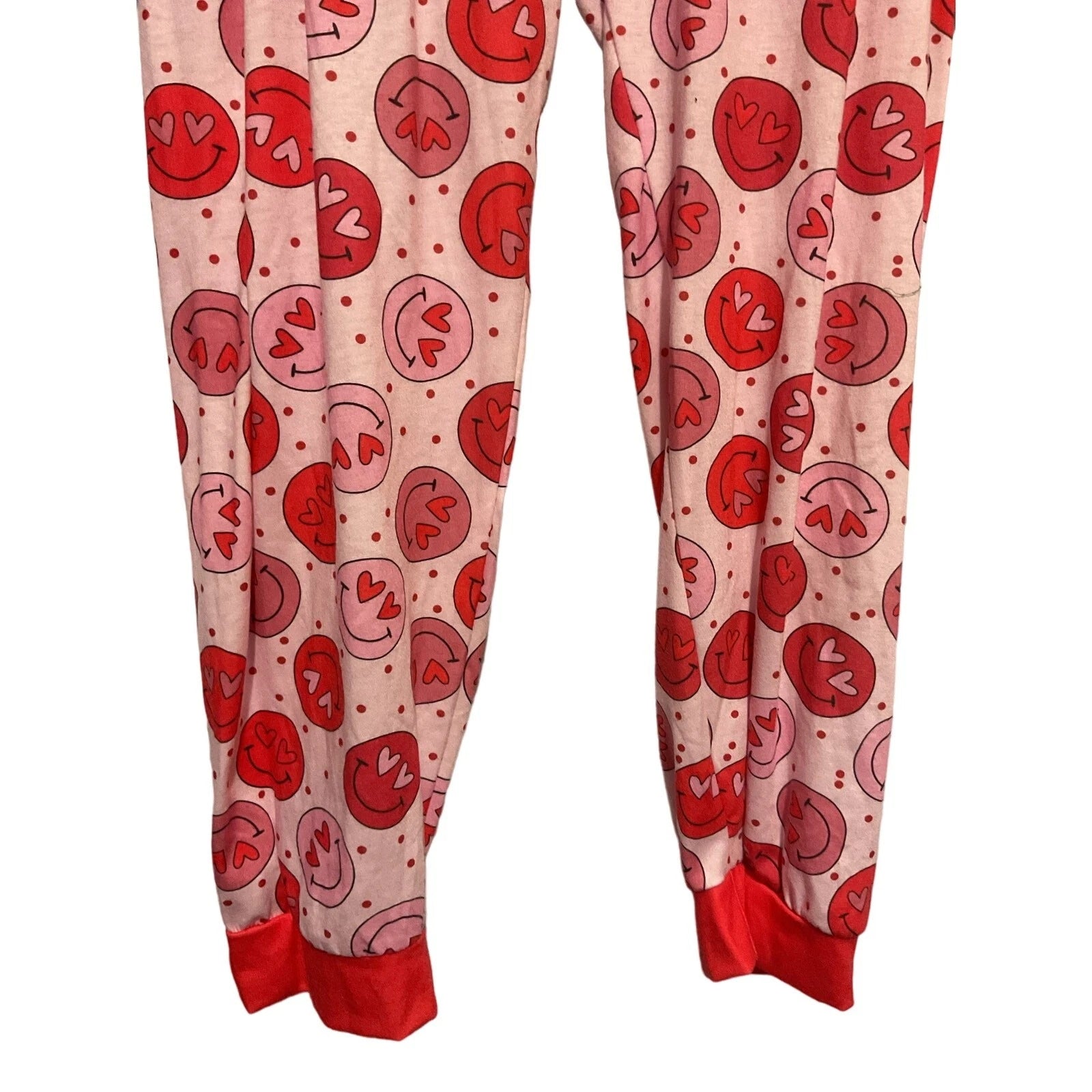 Smiley Hearts Pink Red Pajama Set Size XL