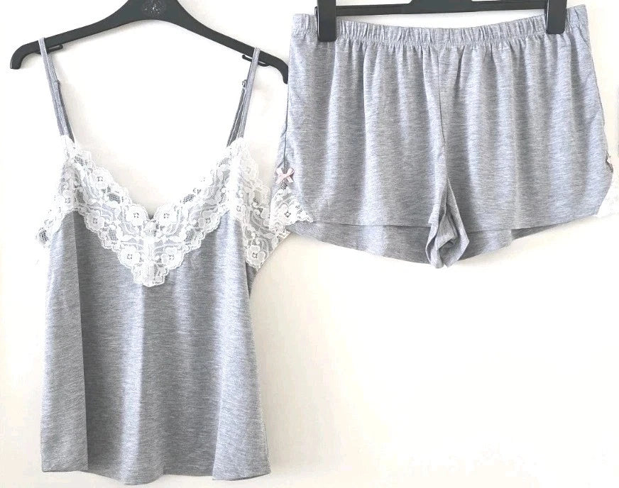 Womens Pyjamas Size 14 Grey Camisole & Shorts Set Pjs Ladies Accessorize