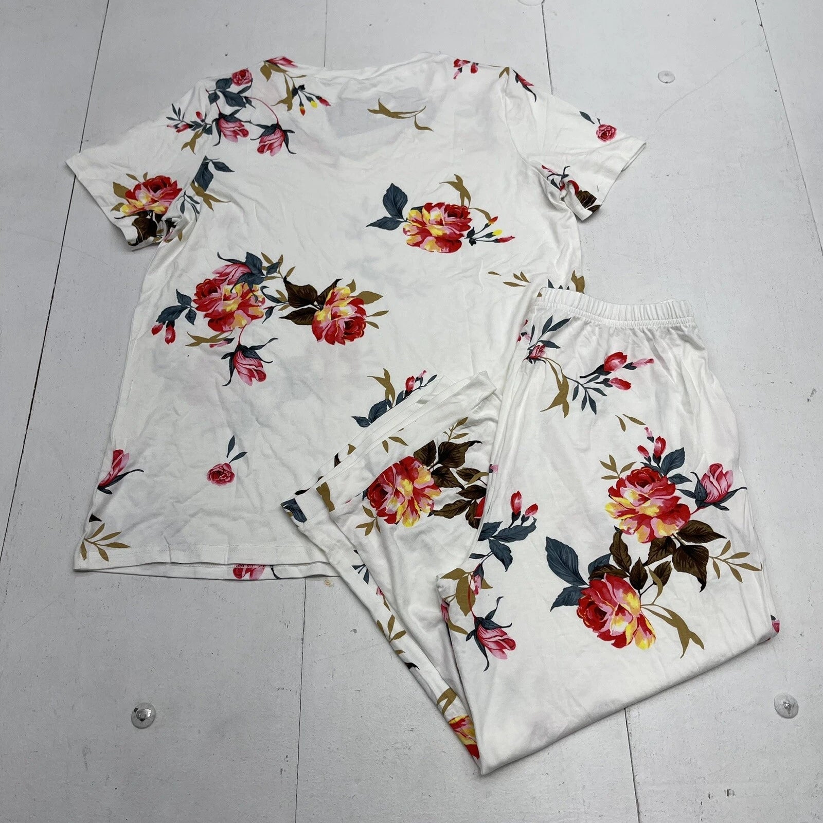Prin Story White Floral Pajama Set Women’s Size Medium New