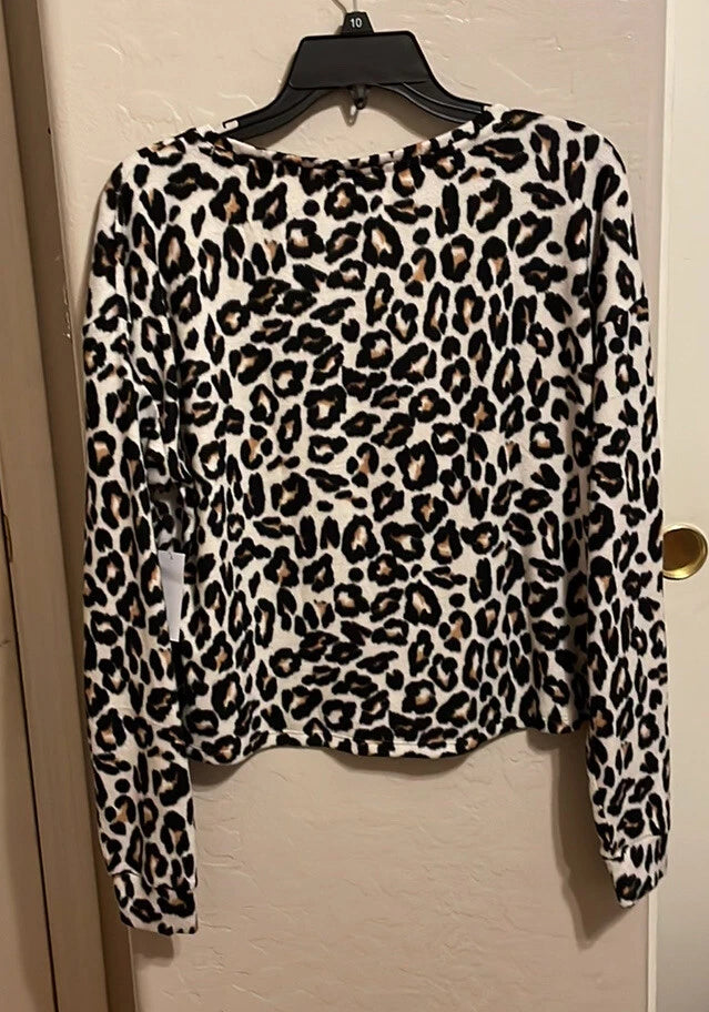 Animal Print Pajama Set 23” P2P 30” Stretch Waist Jogger Bottoms Jr Med Orig $40