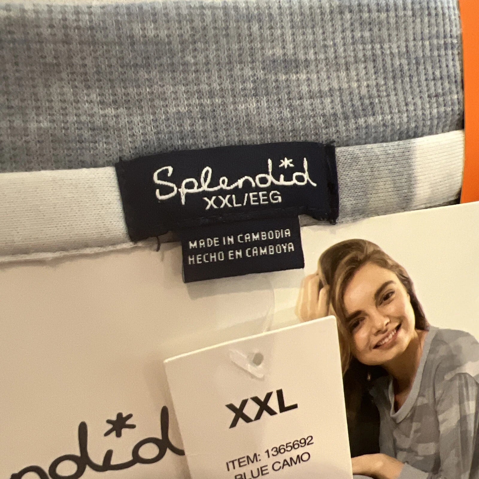 Womens XXL Splendid Sweatshirt Pajama Set  White Blue Camo