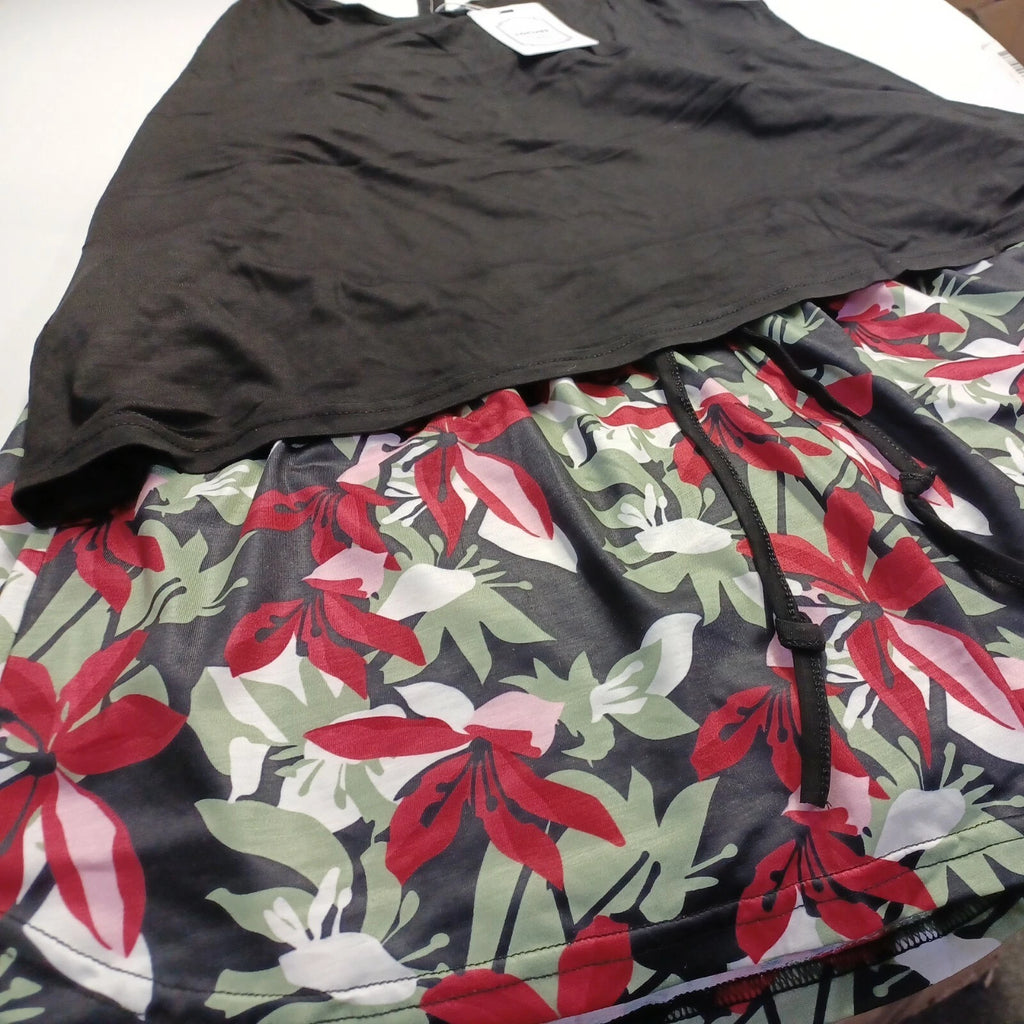 LOCUBE Women Pajama Floral-Black Size 2XL