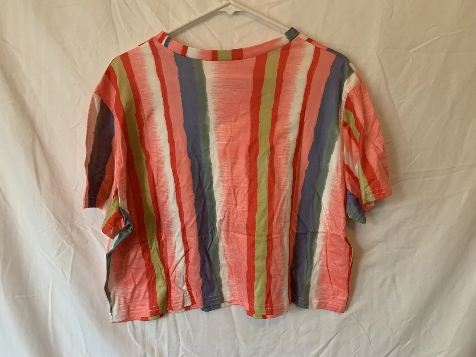 5XL Pink Multicolor Striped Summer Cool Shirt Pants Pajama Set