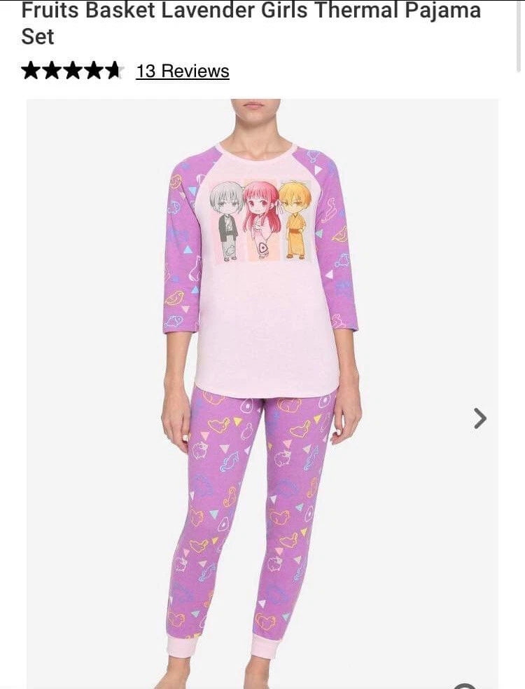 Fruits Basket Anime Thermal Sleepwear Set Size Medium