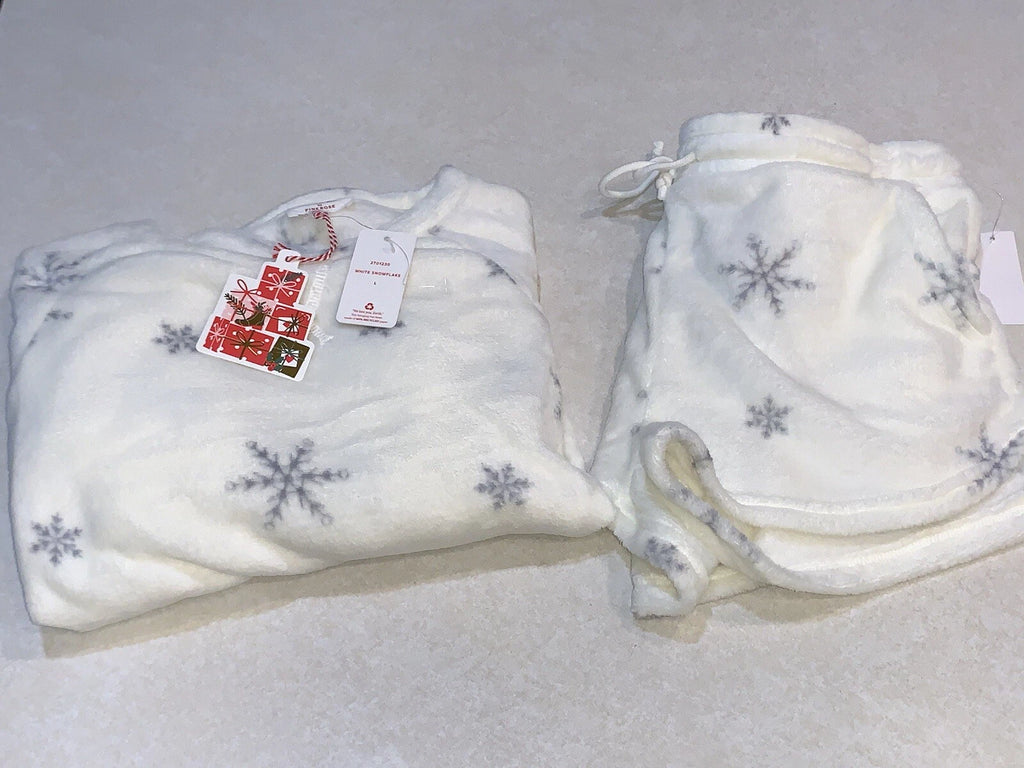 Cozie by Pink Rose Women’s 2 Piece Pajamas Lounge Set Large Beige Holiday NWT