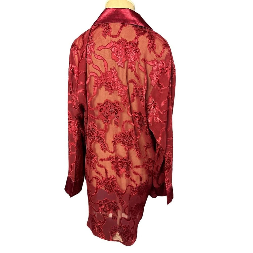 Deep Red Pajama Set Laser Burnout Size XL