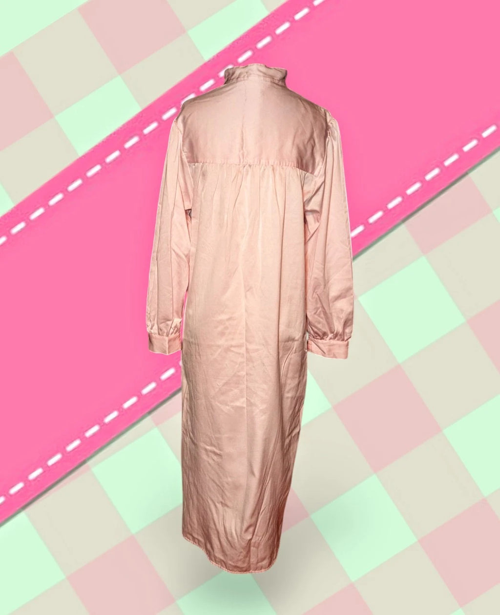 GO SOFTLY Pink Satin Cotton Lined Nightgown FLORAL Embroidered Women's Small