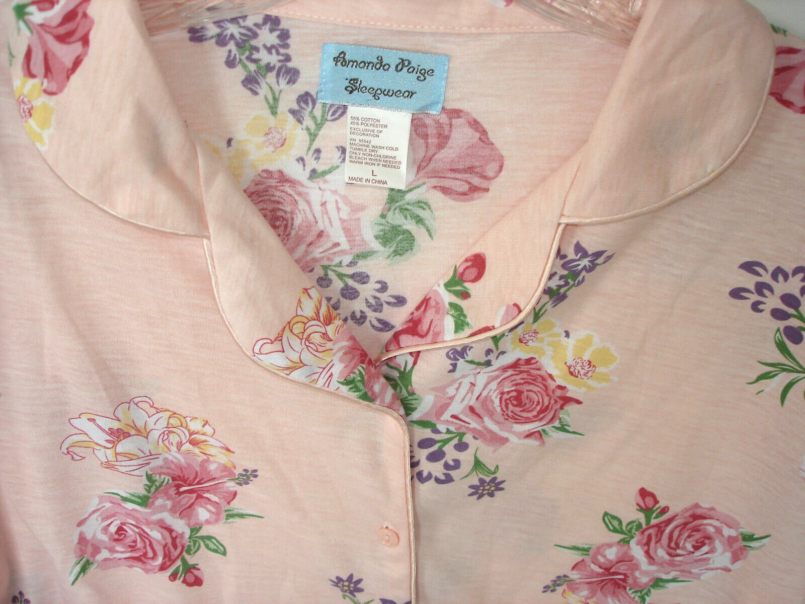 AMANDO PAIGE SLEEPWEAR Pink&Floral 2 Piece Pajama's Large NWOT