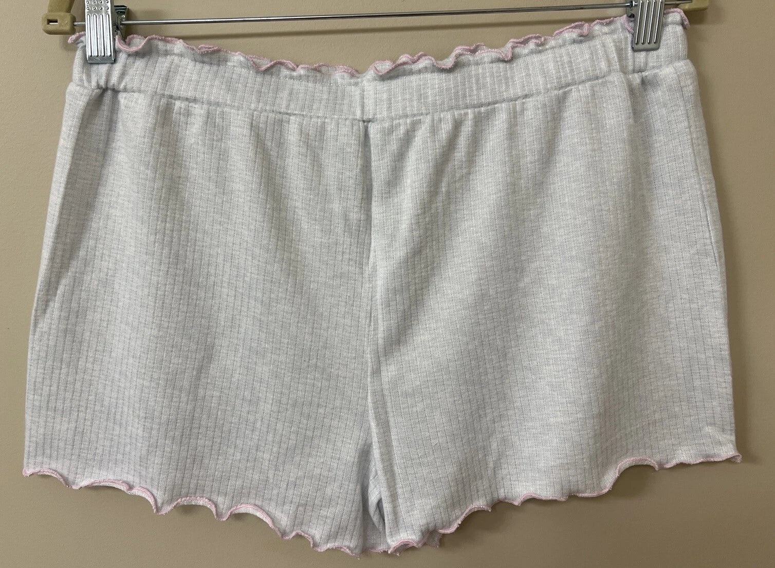 NWT EMERSON ROAD LETTUCE HEM TANK & SHORT PJ SET - WHITE/SPACE DYE RIB - MEDIUM