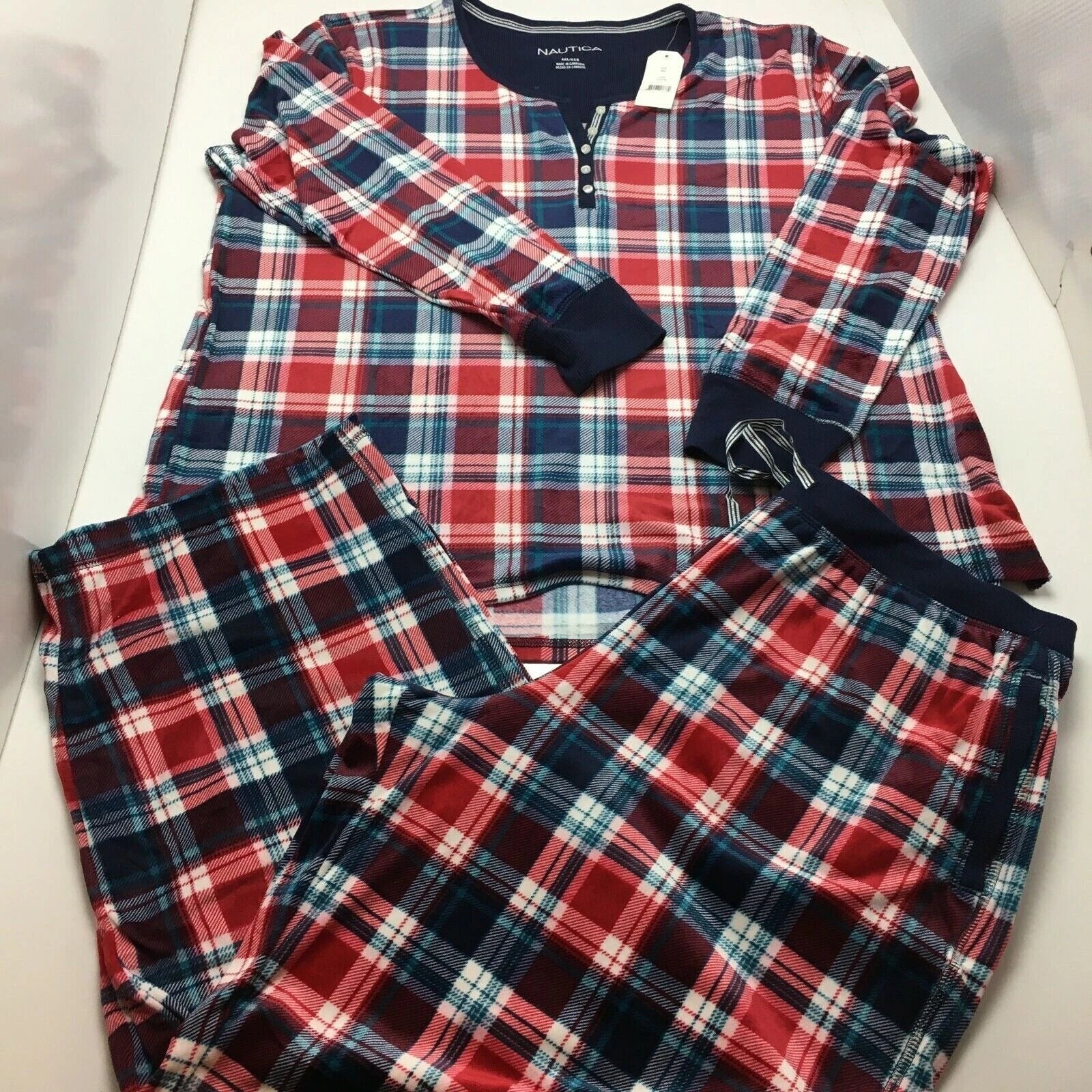 Nautica 2PC Women's Plaid Sleepwear set Color: Red/ Blue Size: XXLarge