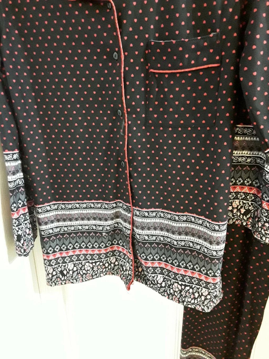 TB Loungewear Premium Collection Women's  2 PC ls PJ set pink/black sz S  GUC