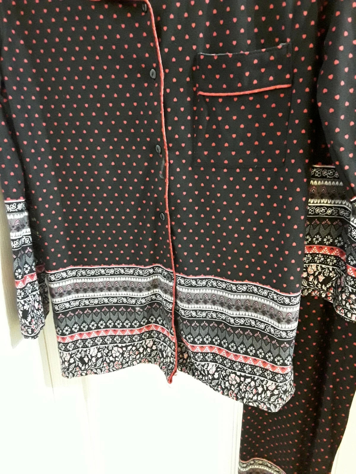 TB Loungewear Premium Collection Women's  2 PC ls PJ set pink/black sz S  GUC