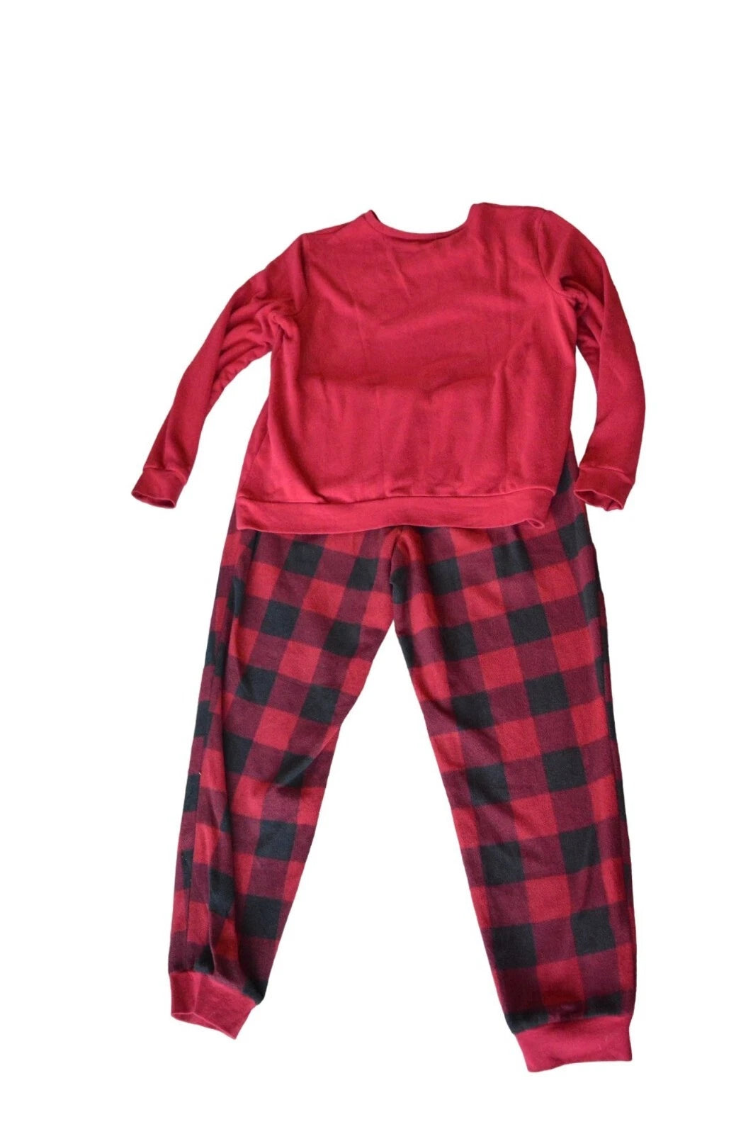 North Pole Buffalo Check Holiday Mama Elf Red Black Pajama Set Women's Large