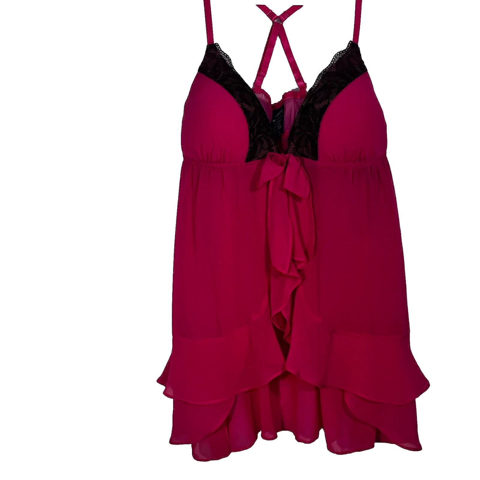 New Lingerie set APT .9 women's hot pink 2 piece set Babydoll dress & Thong M