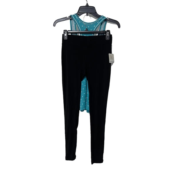 ALFANI WOMENS PAJAMAS MODAL SET TANK TOP TEAL & LEGGINGS CLASSIC BLACK SIZE XS