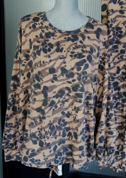 CAMO BLU Women's SIZE 2X Pajama Set L/S Brown Camo NWT $75
