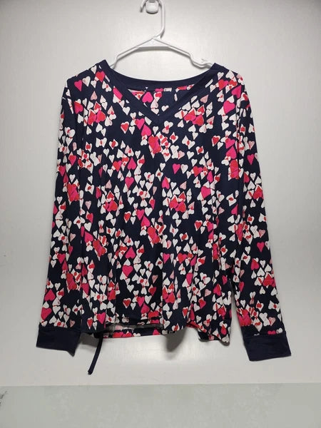 AnyBody Navy Heart Pattern Pajama Set Size Large RK20