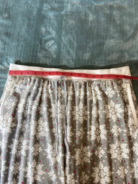 Nautica Womens Snowflake Print Pajama Set XL Gray Henley Top Elastic Waist Cozy