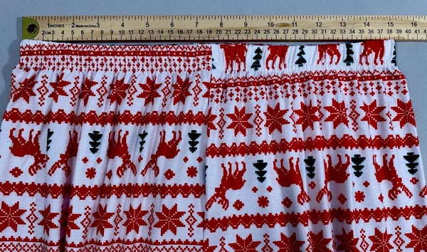 Pajama Set Women’s Large Winter Christmas Reindeer Snowflake Pine Trees Red