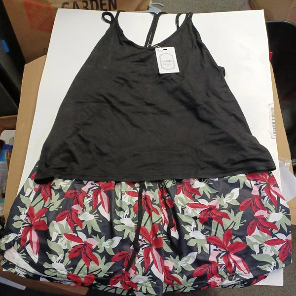 LOCUBE Women Pajama Floral-Black Size 2XL