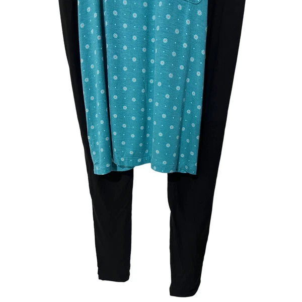 ALFANI WOMENS PAJAMAS MODAL SET TANK TOP TEAL & LEGGINGS CLASSIC BLACK SIZE XS