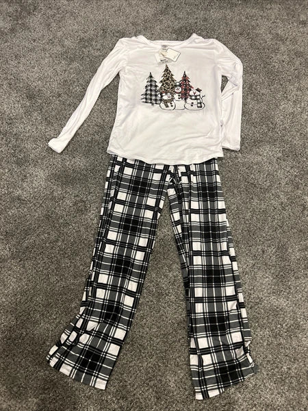 New 2 Piece Fashion By Mirabean  Pajama Set Snowman Women’s Small