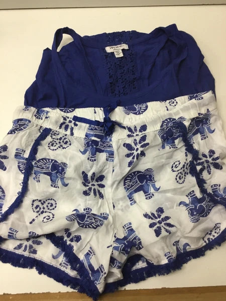 Mae Women's Sleepwear Tank and Short Pajama Set, Blue/White, X-Large. NWOT