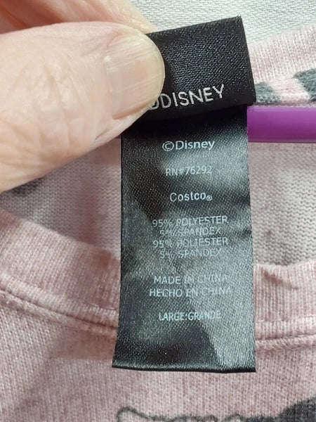 Disney Mouse Pink Womens L/S Pullover Knit Pajama Set  Large