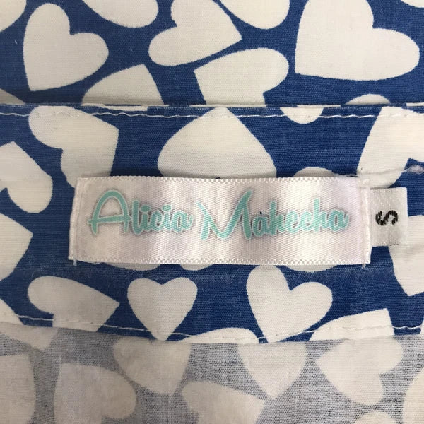 Alicia Mahecha Womens Size Small 2 Piece Sleep Set Blue White Hearts