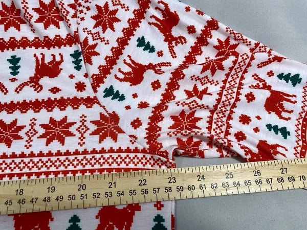 Pajama Set Women’s Large Winter Christmas Reindeer Snowflake Pine Trees Red