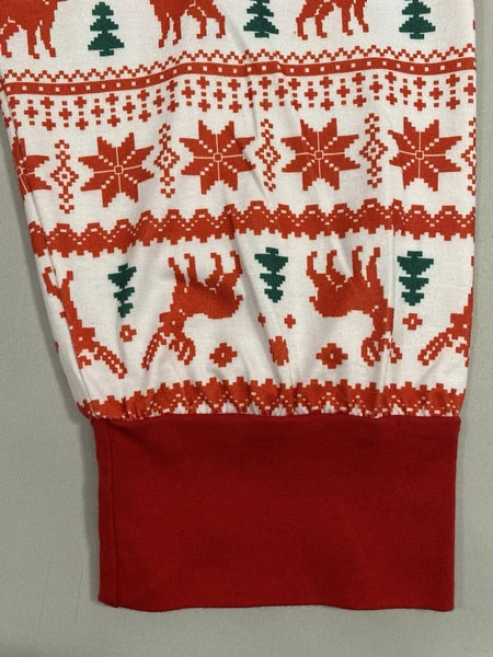 Pajama Set Women’s Large Winter Christmas Reindeer Snowflake Pine Trees Red