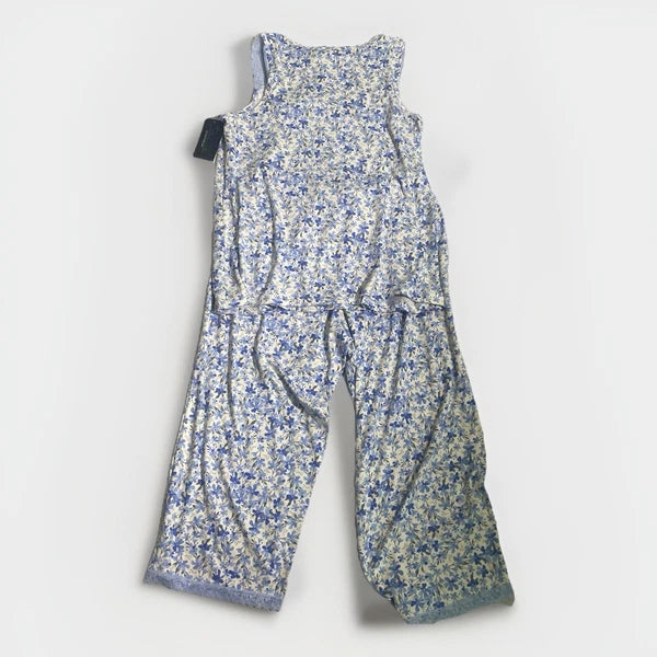NWT Rene Rolfe 2 Piece Pajama Set Women M Sleeveless Tank W/ Capri’s Blue Floral