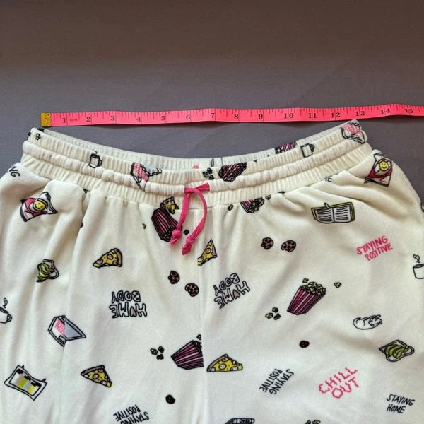 Stitch & Pine pajama set womens large emoji soft long sleeve white