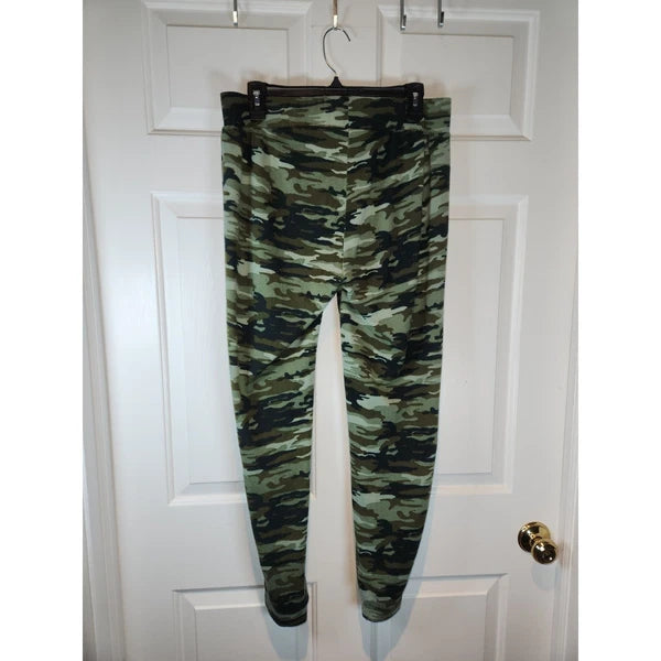 Women's sz L 2 Piece Sweatshirt Loung Set by Bobbie Brooks Green Camo As Is