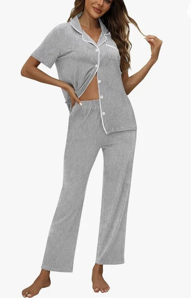 ZMJ Women’s 2-Piece Pajama Set Grey L
