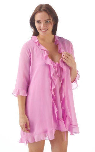 Babydoll pink sexy baby doll set Top Knickers & Wrap Night wear pj's Pyjamas NEW