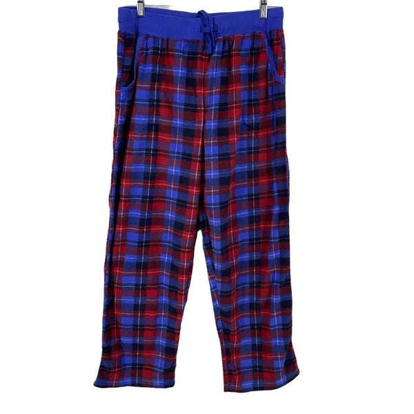 Nautica Pajama Set Blue Plaid Fleece Cozy Small Womens