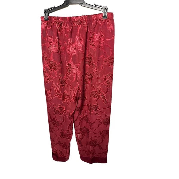 Deep Red Pajama Set Laser Burnout Size XL