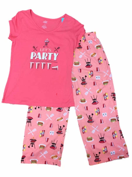 Womens Lets Party BBQ Pajamas Cookout Hamburger Sleep Set