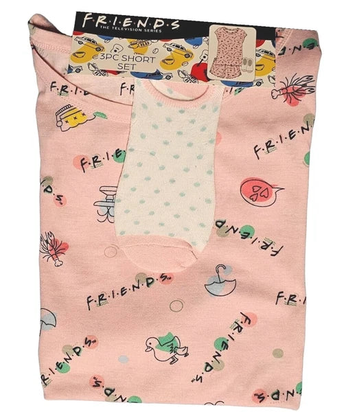 Warner Bros. Women's Friends Shirt, Shorts & Sock Pajama Set 3-Piece XL