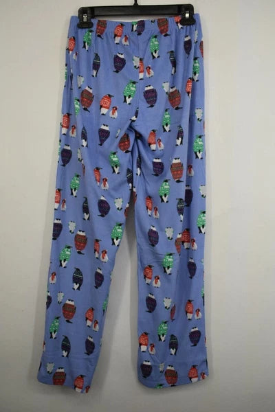 Basic Editions Womens Button Front Shirt Waistband Pull-On Fleece Pajama Set S