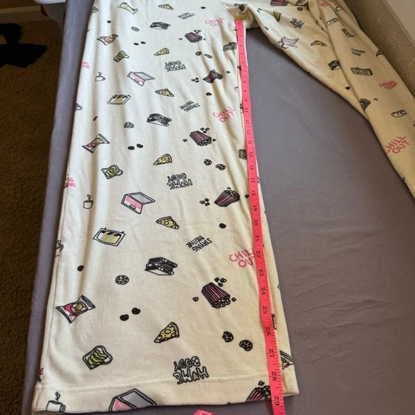 Stitch & Pine pajama set womens large emoji soft long sleeve white