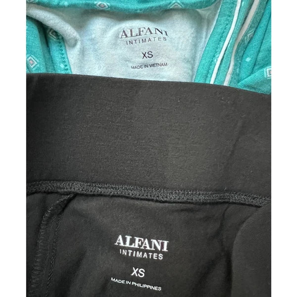 ALFANI WOMENS PAJAMAS MODAL SET TANK TOP TEAL & LEGGINGS CLASSIC BLACK SIZE XS