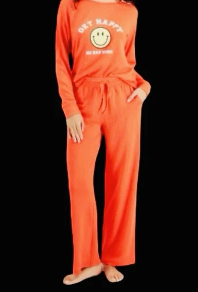 NWT JENNI Women's Super Soft Cozy Get Happy Papaya Punch Pajama Set Size L