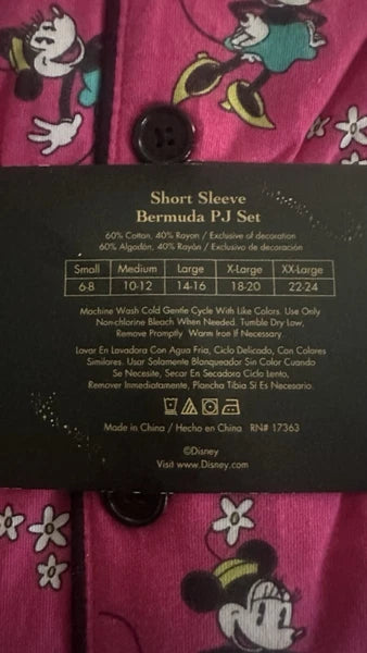 NEW WOMENS DISNEY LUXE COLLECTION PAJAMA SET SHORT SLEEVE MICKEY LARGE.