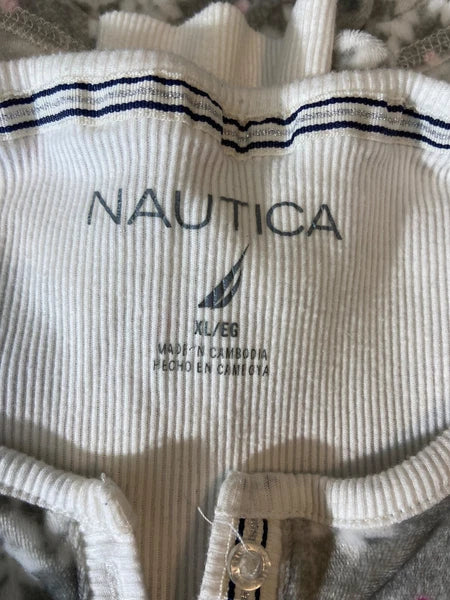 Nautica Womens Snowflake Print Pajama Set XL Gray Henley Top Elastic Waist Cozy
