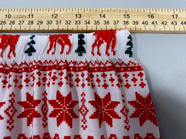 Pajama Set Women’s Large Winter Christmas Reindeer Snowflake Pine Trees Red
