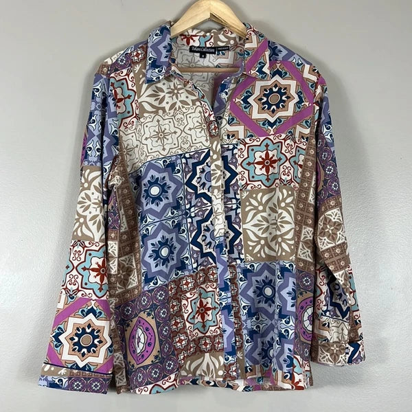 Tolani Zadie Notched Collar Top & Relaxed Fit Pant 2 Piece Pajama Set