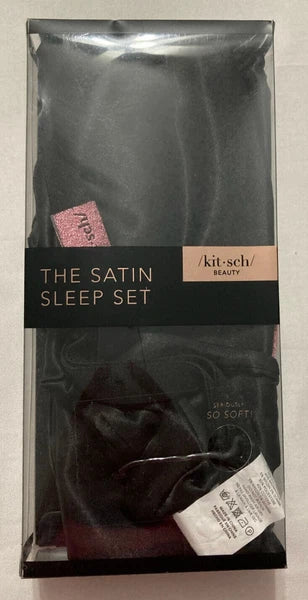Kitsch Satin Sleep Set in Black